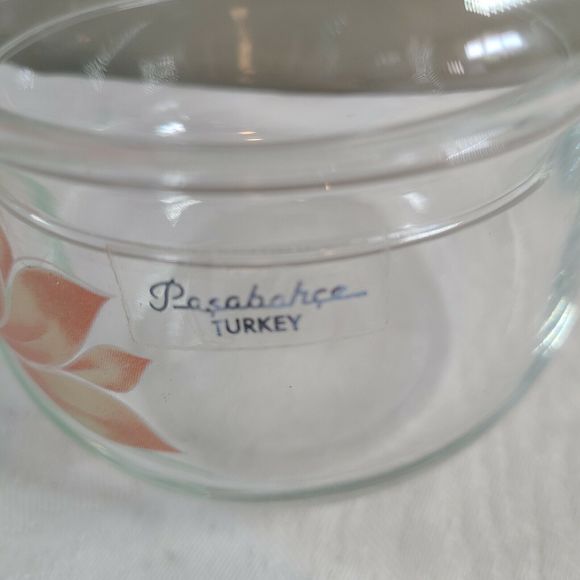 Vintage Clear Glass Vanity Jar Pasabahce Turkey Apothecary Jar Pink Flor… - Picture 7 of 7